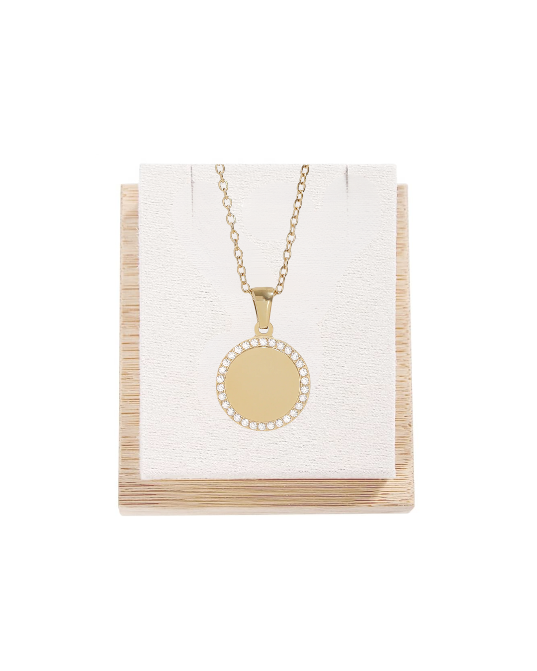 Round Pendant with CZ Accent Necklace