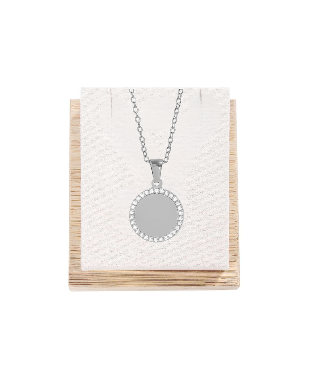 Round Pendant with CZ Accent Necklace